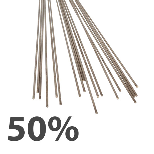 חוט הלחמה כסף 50% (חוט בעובי 0.8 מ"מ כחצי מטר) לפי משקל (יחידה 2.5 גרם )