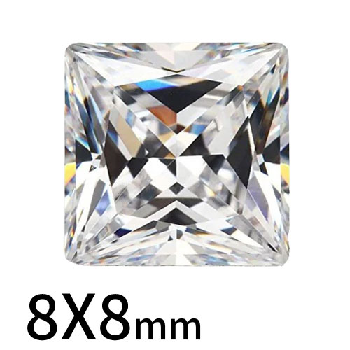 זירקון לבן מרובע 8 * 8 מ"מ פסט