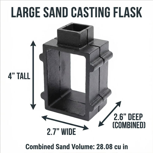 תבנית ברזל מלבנית ליציקה בחול - 2.6"*2.7"*4" - 62 * 68 * 100 מ"מ - PEPE Large