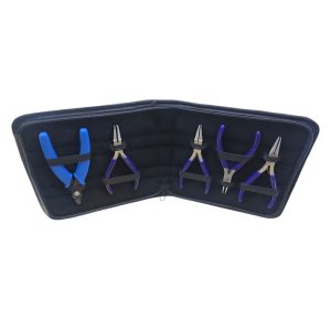 סט פליירים 120 מ"מ - 5 יחידות בנרתיק עם רוכסן - שפיץ שטוח, שטוח, שפיץ עגול, חצי עגול שטוח + קאטר.
