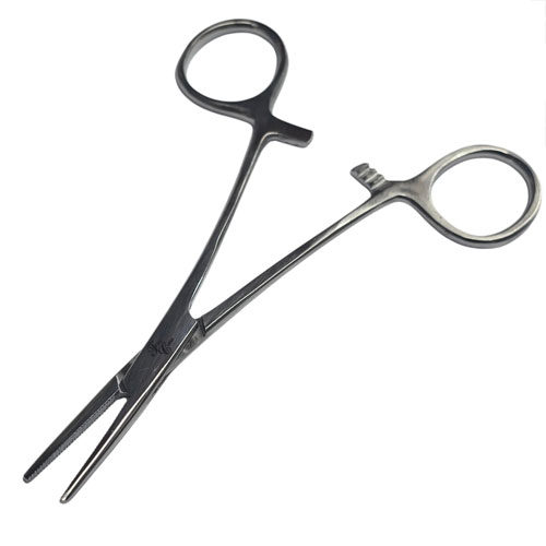 מלקחיים עם נעילה (Hemostatic Forceps) ישרות עם שפתים משוננות - 5" | 127 מ"מ