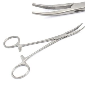 מלקחיים עם נעילה Hemostatic Forceps מעוקלות עם שפתים משוננות - 5" | 127 מ"מ