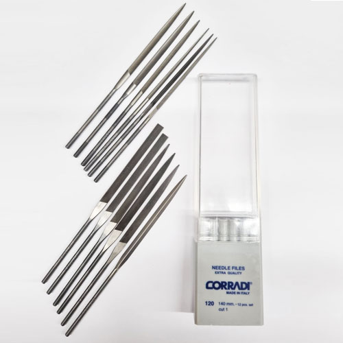 סט פצירות מחט - 12 יח - מס" 1 - אורך 140 מ"מ CORRADI Exstra quality ( איטליה) בקופסת פלסטיק