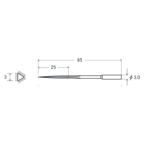 פצירת יהלום מיני משולשת - אורך 65 מ"מ שטח פעיל 25X3 מ"מ