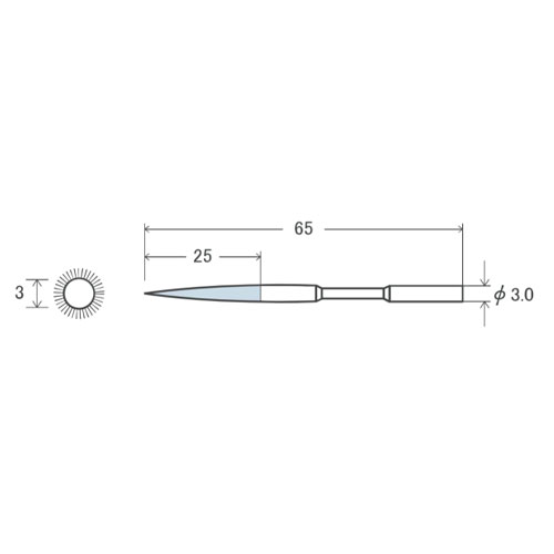 פצירת יהלום מיני עגולה - אורך 65 מ"מ שטח פעיל 25X3 מ"מ