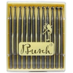 סט כרסומים כדוריים FIG 1 - BUSCH (12 יחידות מידות מ 1.5 עד 2.6 מ"מ ) מתאים למתכות רכות או לשעווה חבילה של 12 יחידות