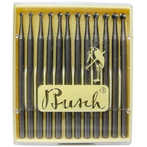 סט כרסומים כדוריים FIG 1 - BUSCH (12 יחידות מידות מ 1.5 עד 2.6 מ"מ ) מתאים למתכות רכות או לשעווה חבילה של 12 יחידות