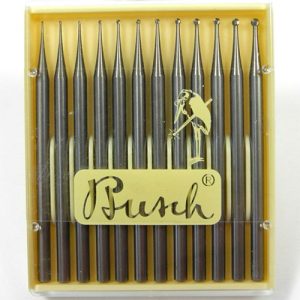 סט כרסומים כדוריים FIG 1 - BUSCH (12 מ 0.3 עד 1.4 מ"מ ) מתאים למתכות רכות או לשעווה חבילה של 12 יחידות