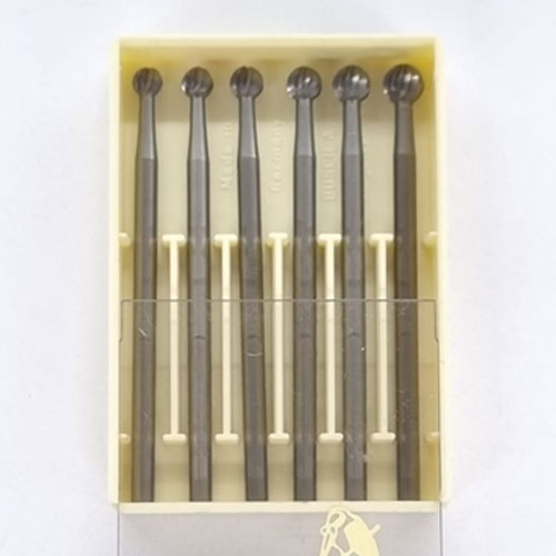 סט כרסומים כדוריים FIG 1 - BUSCH (4.7/4.2/3.7/3.3/2.9/2.6) מ"מ מתאים למתכות רכות או לשעווה חבילה של 6 יחידות