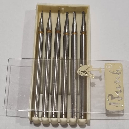 כרסום קרבייד BUSCH 1 AU כדורי - סט 6 יחדות 0.6/0.8/1.0/1.2/1.4/1.6 מ"מ עם פס