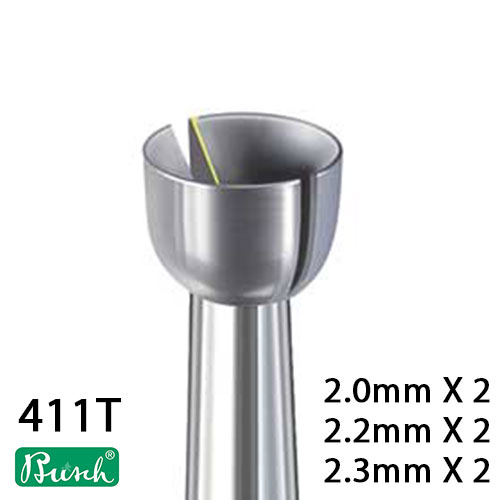 סט - 411T - כרסום כוס עם חריץ BUSCH מידות חוץ 2.0/2.2/2.3 - 2 יחידות מכל מידה