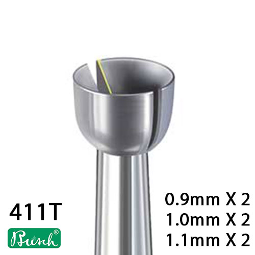 סט - 411T - כרסום כוס עם חריץ BUSCH מידות חוץ 0.9/1.0/1.1 - 2 יחידות מכל מידה