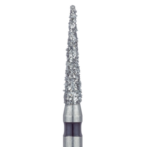 כרסום יהלום FIG 858H קוני קצה חד Meisinger קוטר 1.4 מ"מ גובה 8 מ"מ - פס שחור גס מאוד - ציר 1.6 מ"מ
