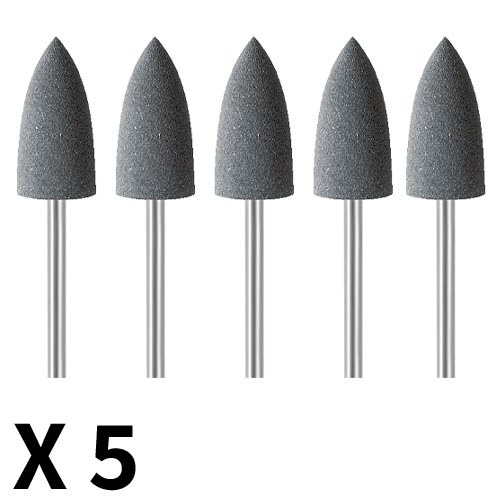 קונוס שפיץ D10*20 עם ציר מובנה, סיליקון -כרביד לאקריליק ולמתכות ,אפור(גסות בינונית) EVE H332Km מארז 5 יחידות