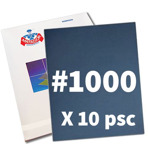נייר מים לטש GR 1000 גיליון 230x280mm (כחול) 10 יחידות MATADOR גרמניה