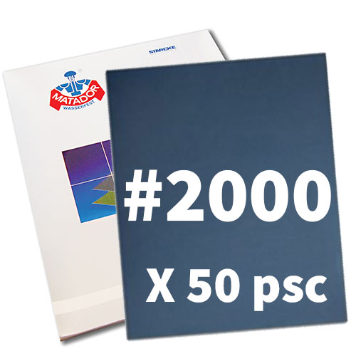 נייר מים לטש GR 2000 גיליון 230x280mm (כחול) מארז 50 יחידות MATADOR גרמניה
