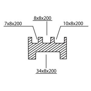 אנגוס - תבנית יציקה 3+1 תעלות - mm 34x8x200 + mm 10x8x200 + mm 7x8x200 + mm 8x8x200 - CHINETTI איטליה