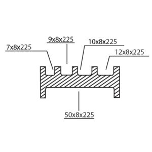 אנגוס - תבנית יציקה 4+1 תעלות 225x50x8 - 225x11x8 - 225x9x8 - 225x7x8 - 225x6x8 איטליה