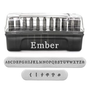סט חותמות הטבעה אותיות גדולות באנגלית EMBER + צורות 2.5 מ"מ ( 33 יחידות) במארז פלסטיק