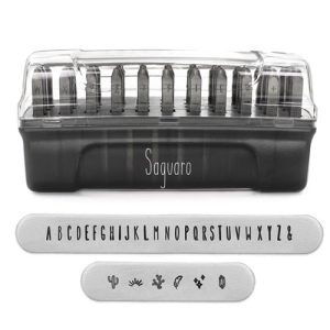 סט חותמות הטבעה אותיות באנגלית גדולות SAGUARO + צורות 4 מ"מ ( 33 יחידות) במארז פלסטיק