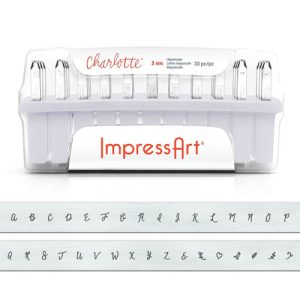 סט חותמות הטבעה אותיות גדולות באנגלית CHARLOTTE + צורות 3 מ"מ ( 33 יחידות) במארז פלסטיק