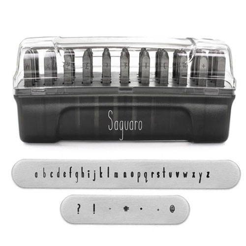 סט חותמות הטבעה אותיות קטנות באנגלית Saguaro + סימנים 4 מ"מ ( 33 יחידות) במארז פלסטיק