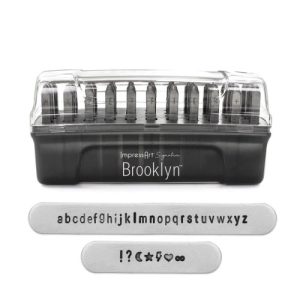 סט חותמות הטבעה אותיות קטנות באנגלית Brooklyn + צורות 3 מ"מ ( 33 יחידות) במארז פלסטיק