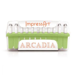 סט חותמות הטבעה אותיות קטנות באנגלית Arcadia + סימנים 3 מ"מ ( 33 יחידות) במארז פלסטיק