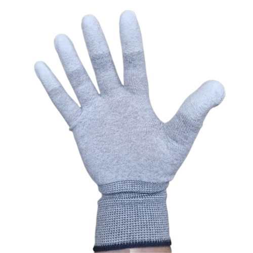 כפפות בד אנטי סטטי ”ESD GREY CARBON PU “TOP FIT - מידה L - זוג