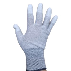 כפפות בד אנטי סטטי ”ESD GREY CARBON PU “TOP FIT  - מידה L - זוג