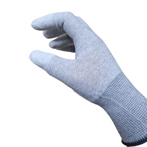 כפפות בד אנטי סטטי ”ESD GREY CARBON PU “TOP FIT  - מידה L - זוג