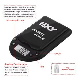 משקל נייד מקצועי HXY עד 500 גרם דיוק 0.01 גרם - הפעלת סוללות AAA*2 (לא כלול)